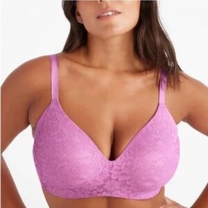 Knix Lace WingWoman Wireless Contour Bra Pink Size 8 40D 40DD 40DDD 40E 42D 42DD